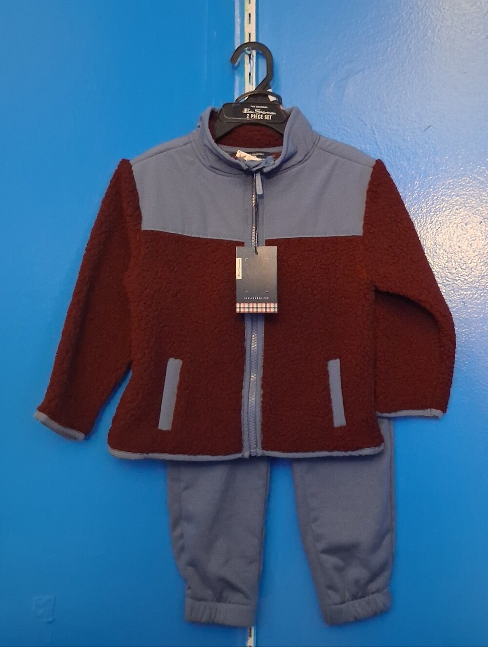 Ben Sherman Toddler Two-Piece Sherpa Set in Brick Red & Dusty Blue